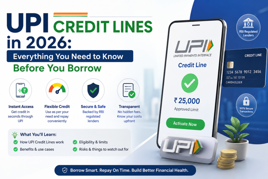 Learn everything about UPI Credit Lines in 2026, including how they work, eligibility, interest rates, repayment options, RBI guidelines, benefits, risks, and tips for responsible borrowing. Discover how UPI Credit Lines can help you make secure digital payments using pre-approved credit from participating banks.